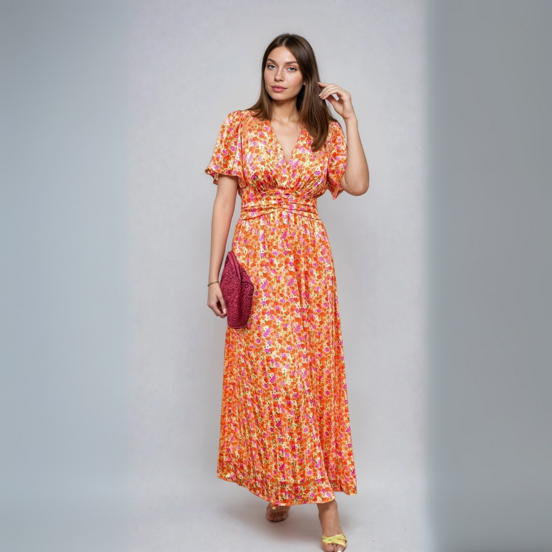 Pauline | Long Dress with Floral Design