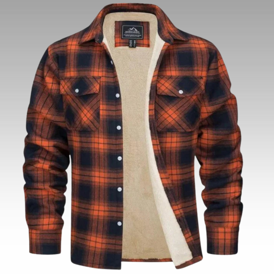 Truffel™ - Checkered Trucker Jacket with Fleece Lining