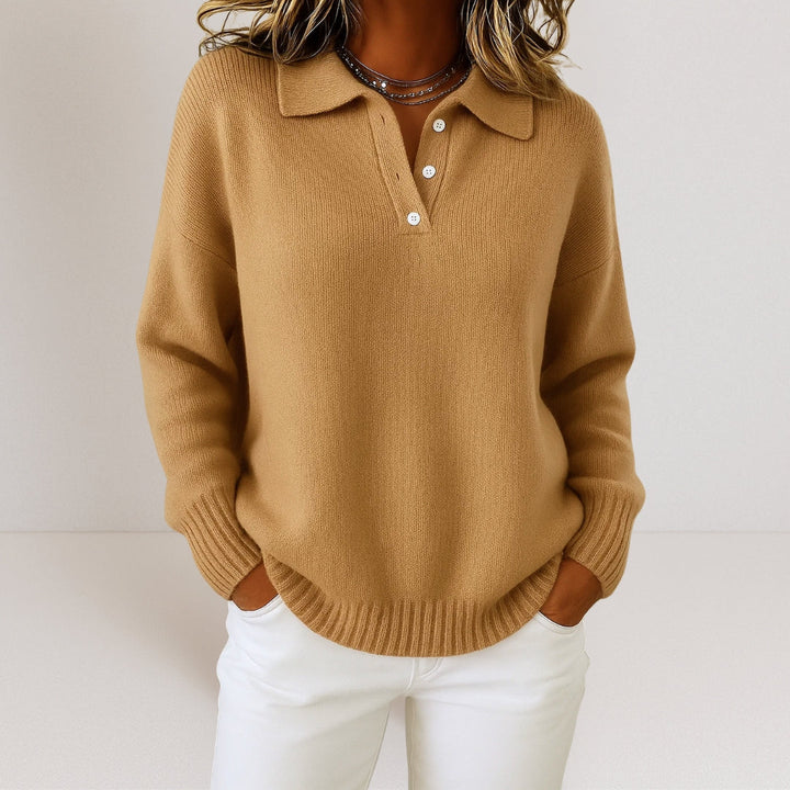 Leny™ - Soft Knit Polo Sweater