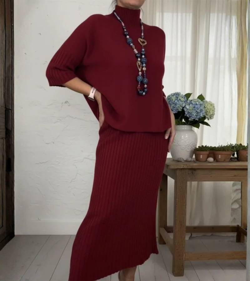 Marlene™ -  Knitted Set with Ribbed Skirt