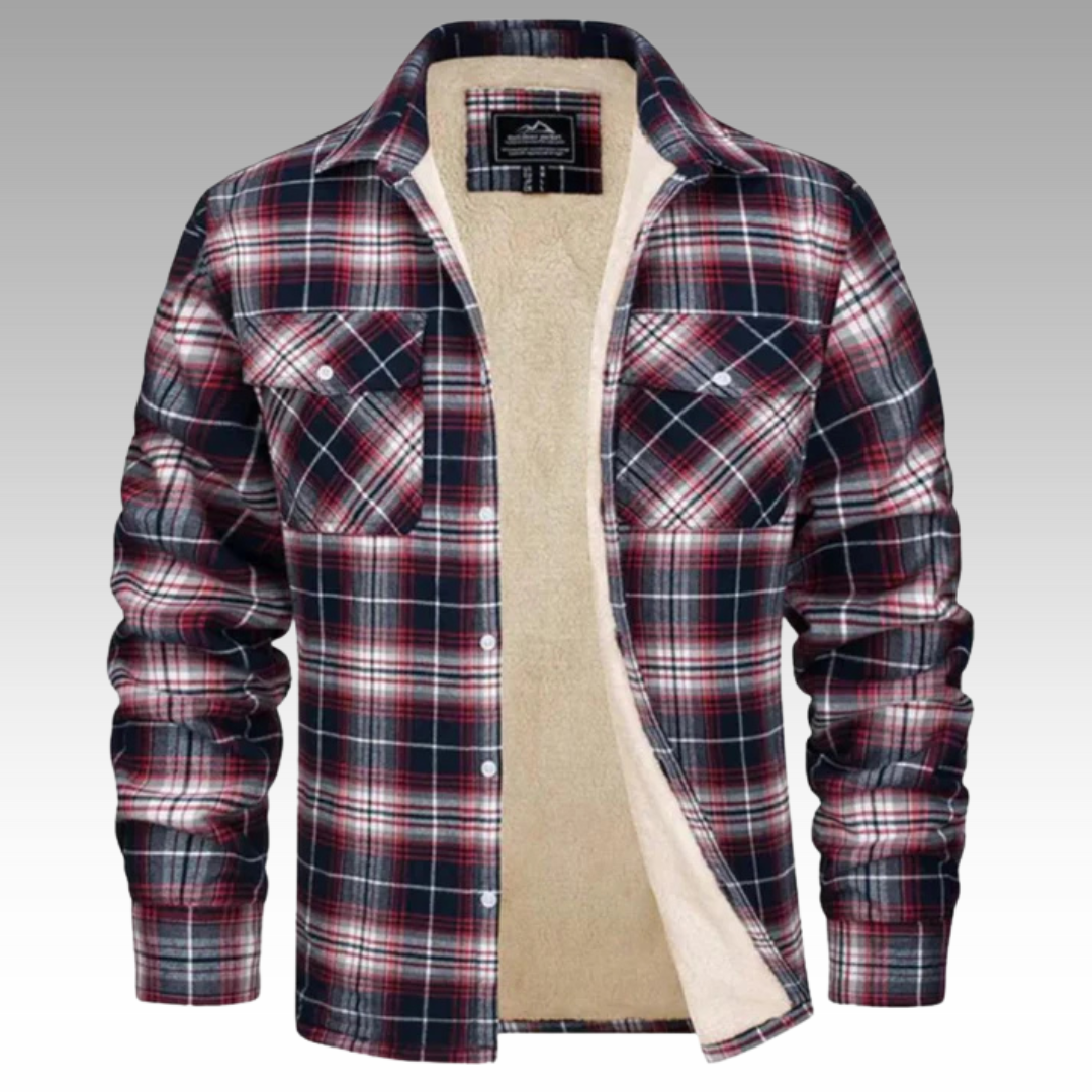 Truffel™ - Checkered Trucker Jacket with Fleece Lining