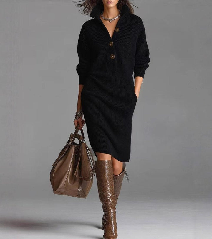 Sorelle™ - Elegant Winter Dress with Buttons
