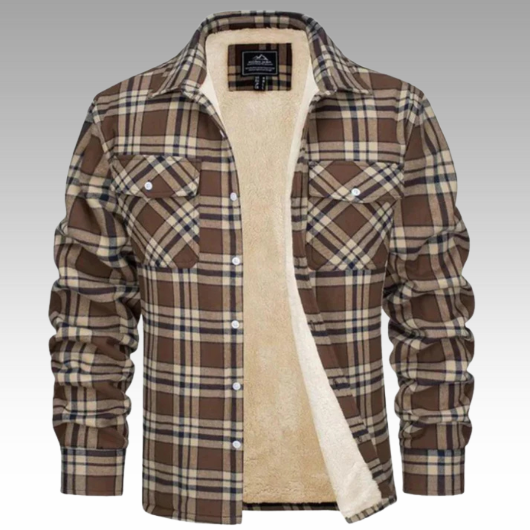 Truffel™ - Checkered Trucker Jacket with Fleece Lining