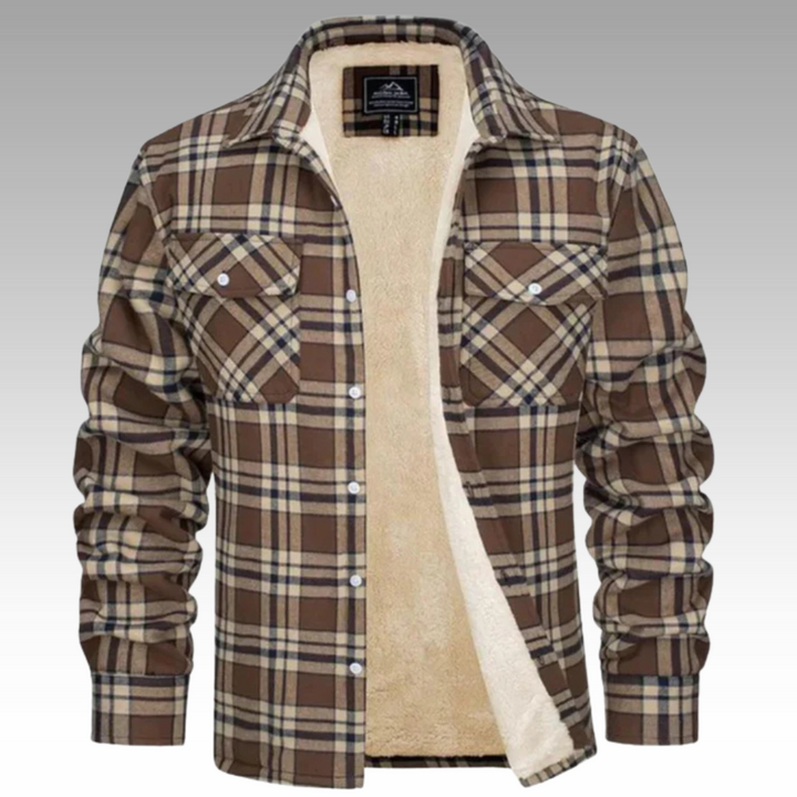 Truffel™ - Checkered Trucker Jacket with Fleece Lining