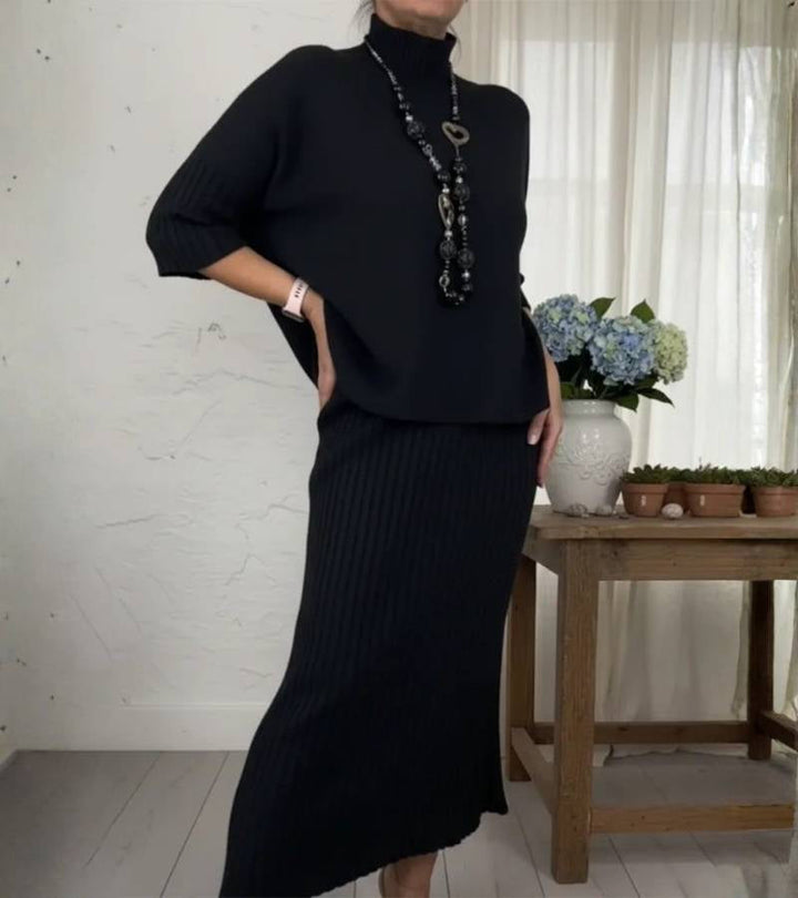 Marlene™ -  Knitted Set with Ribbed Skirt