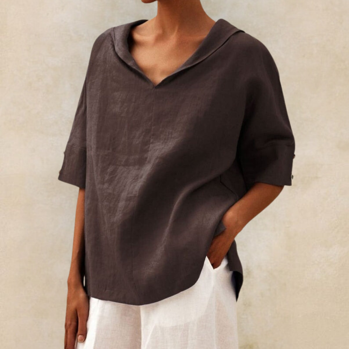 Lilia - Elegant V-Neck Work Pullover Top