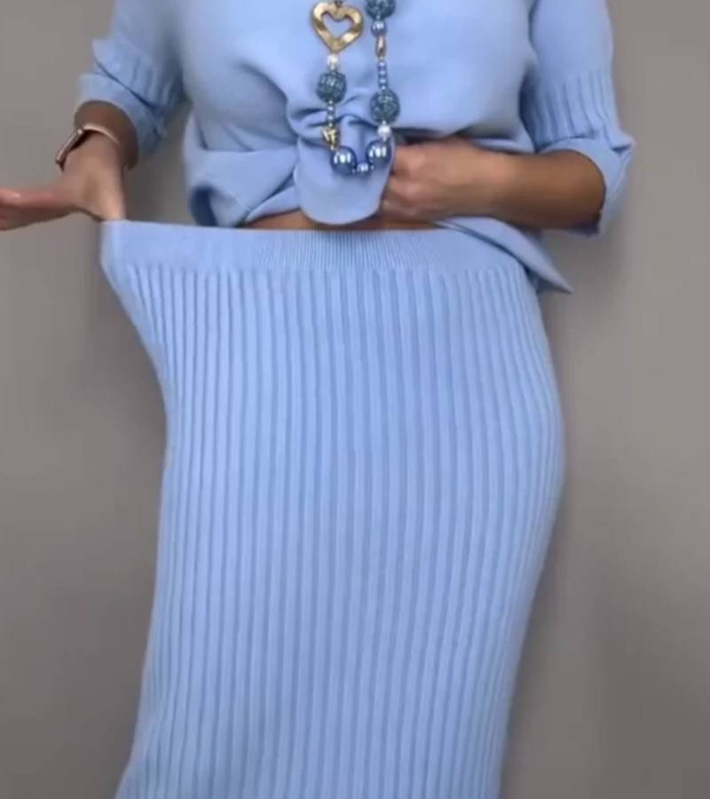 Marlene™ -  Knitted Set with Ribbed Skirt