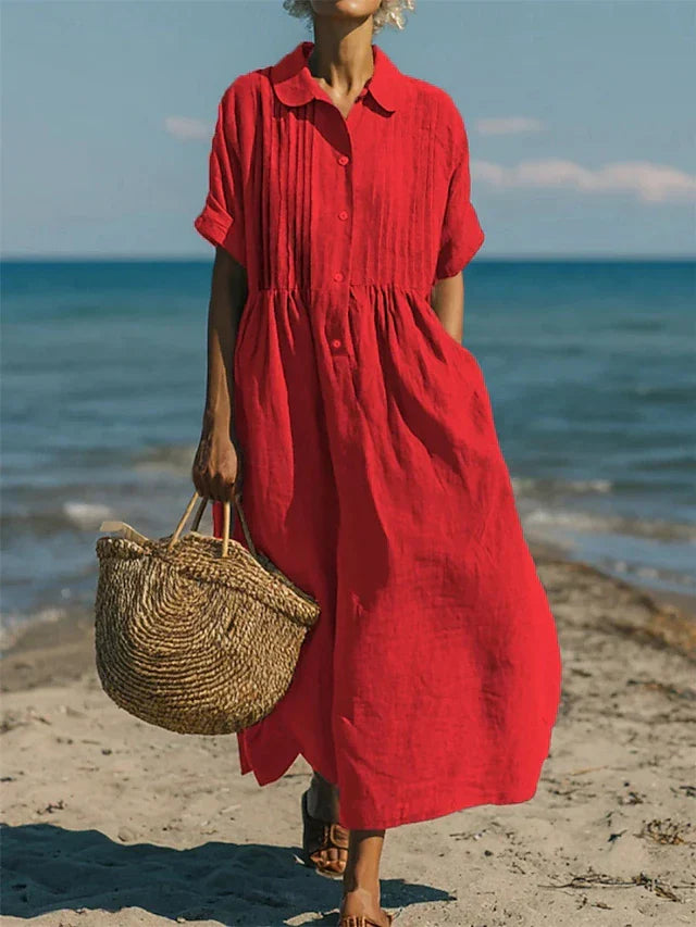 Alory™ – Cotton Dress with Buttons