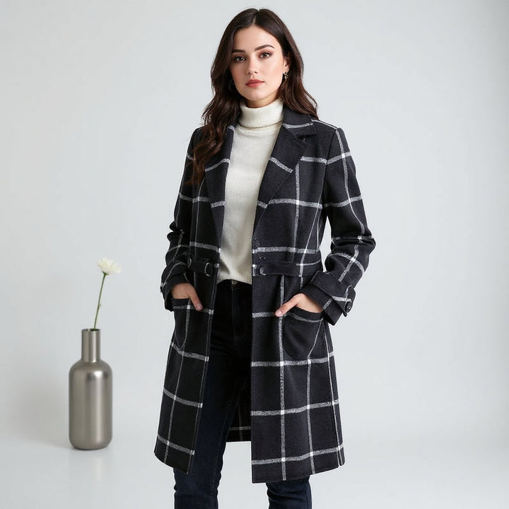 Marive™ - Women's Retro Lapel Plaid Tweed Coat