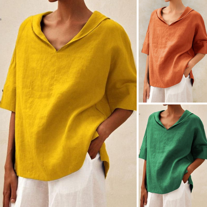 Lilia - Elegant V-Neck Work Pullover Top