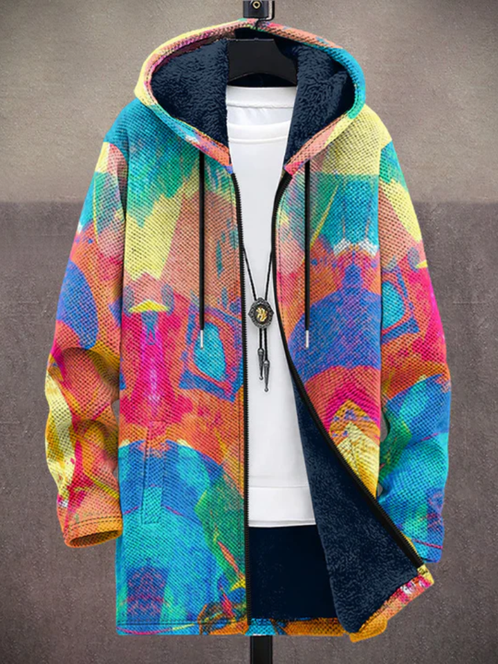 Tiarna™ - Luxury Art-Inspired Hooded Jacket with Zipper Closure