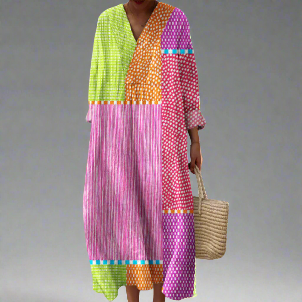Ruby™ | Patchwork Polka Maxi Dress