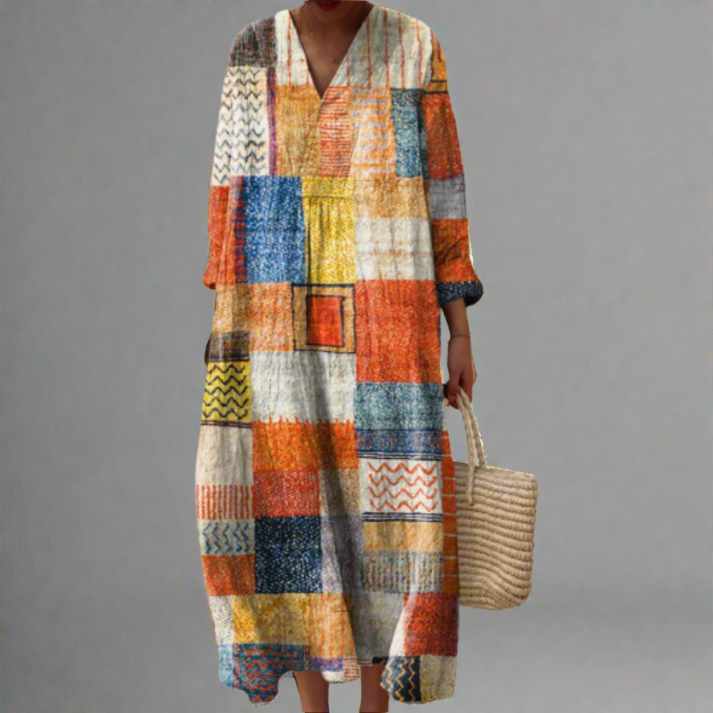 Hazel™ - Patchwork Harmony Boho Maxi Dress