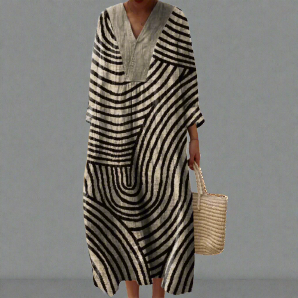 Irene™ | Monochrome Maze Flow Dress