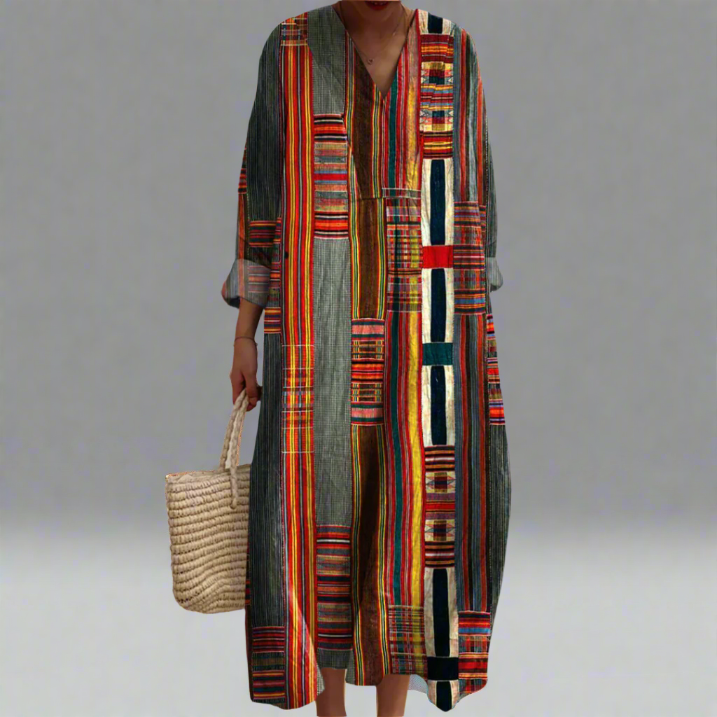 Marianne™ | Geometric Stripe Boho Maxi Dress