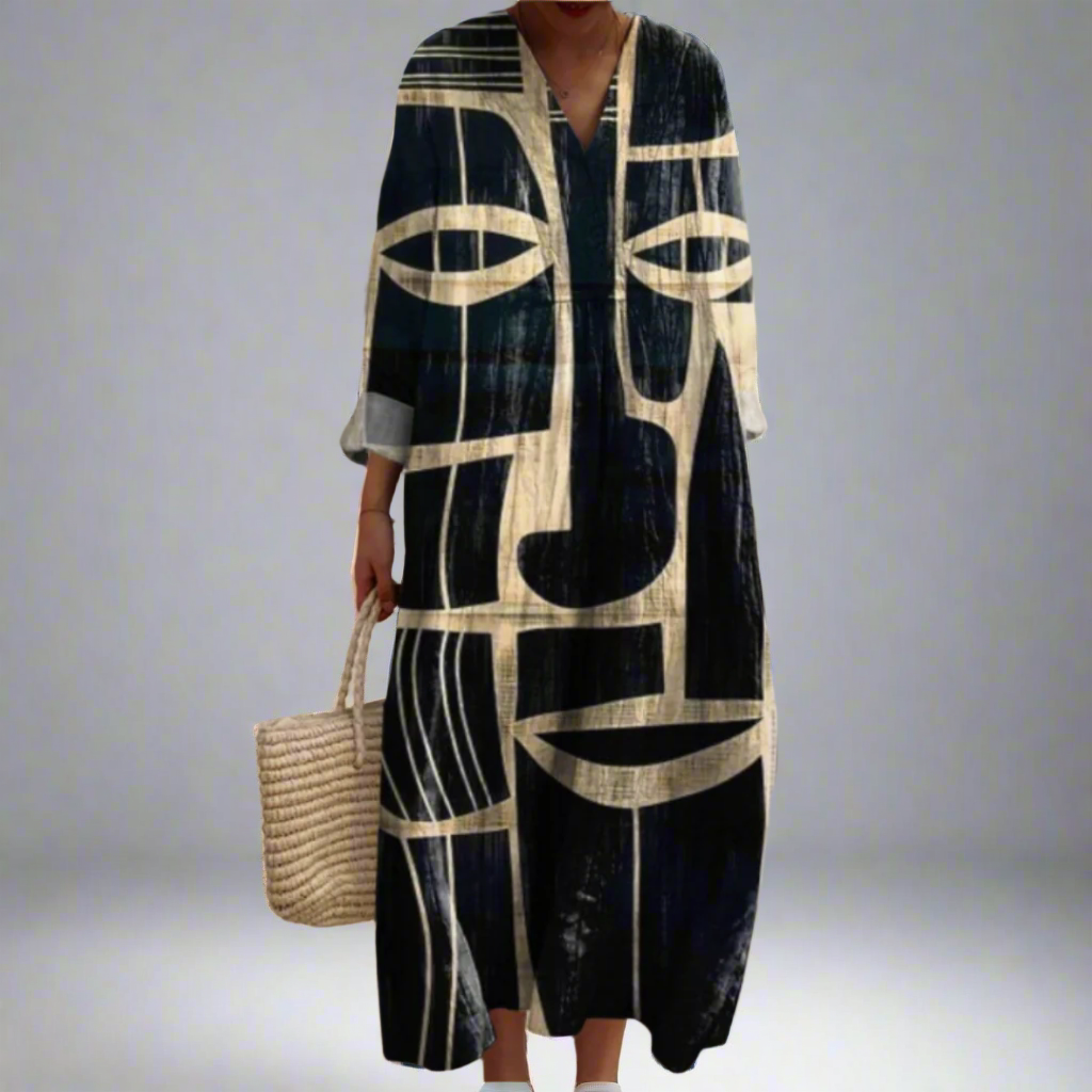 Lorna™ | Tribal-Inspired Artistic Midi Dress