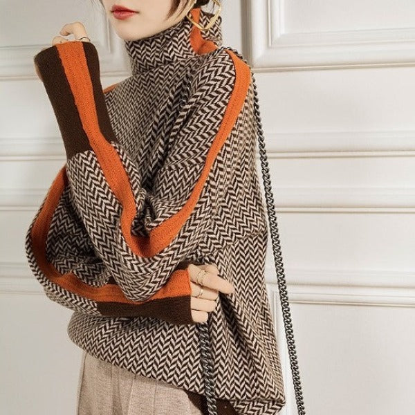 Eleanor™ - Herringbone Luxe Turtleneck