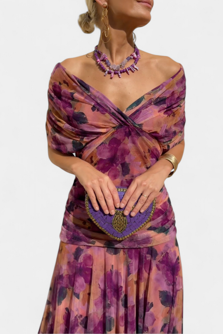 Alira™ - Long Floral Dress with V-Neck