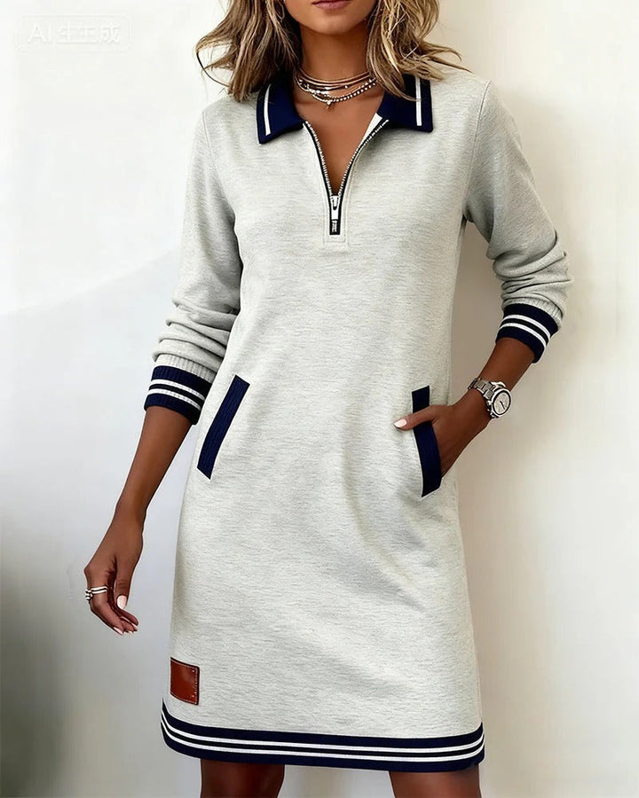 Madison™ - Chic Long Sleeve Cotton Dress