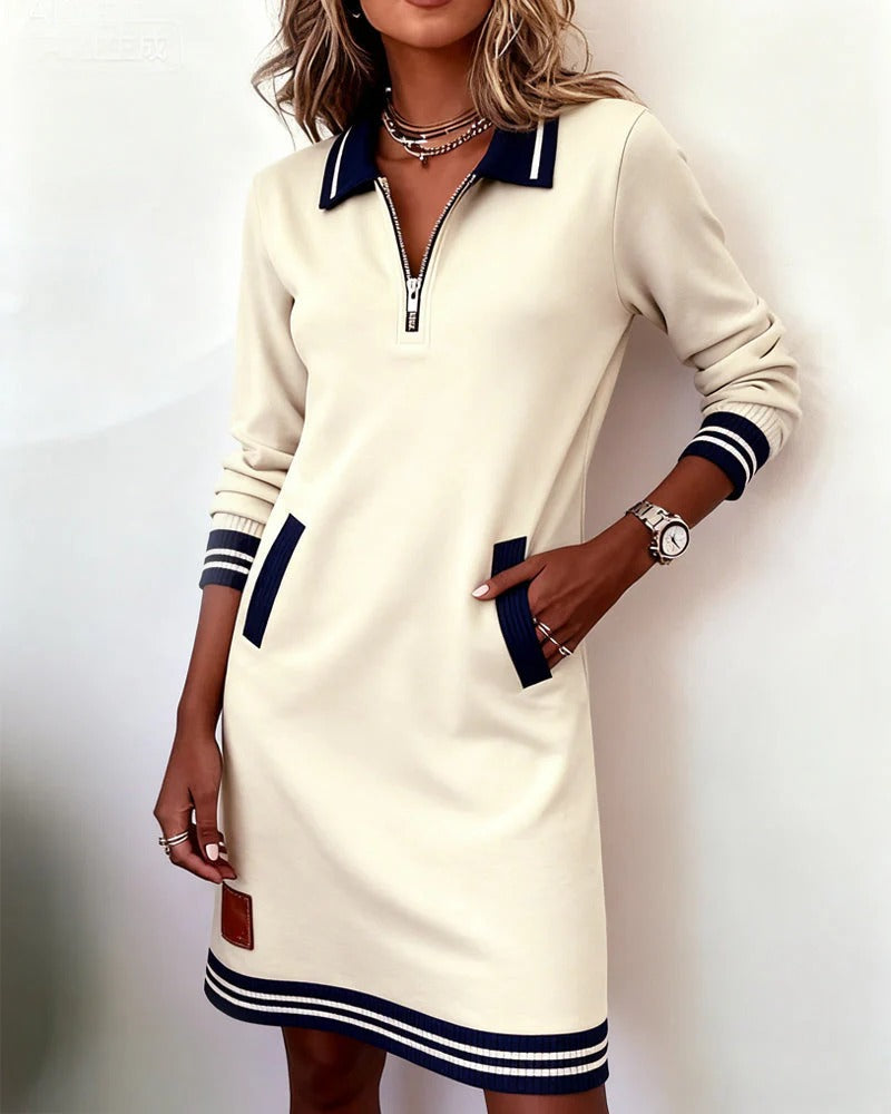 Madison™ - Chic Long Sleeve Cotton Dress