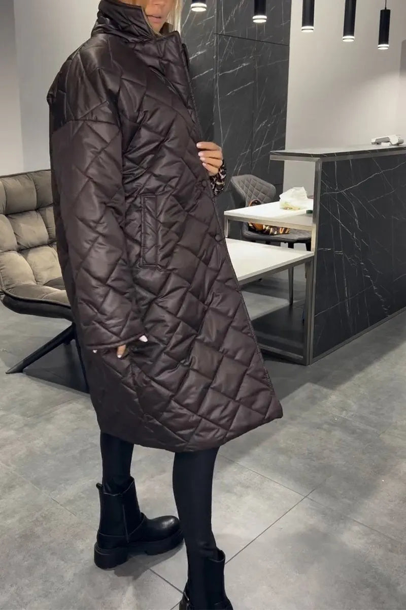 Melinda™ -  Quilted Coat with Leopard Lining