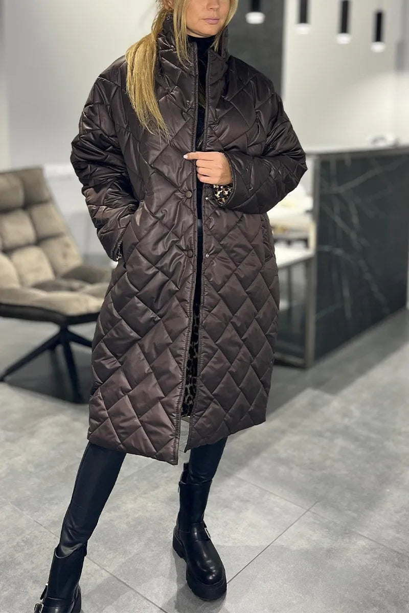 Melinda™ -  Quilted Coat with Leopard Lining