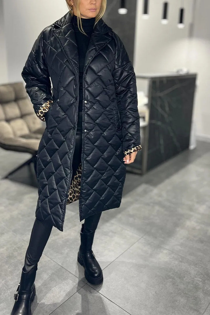 Melinda™ -  Quilted Coat with Leopard Lining