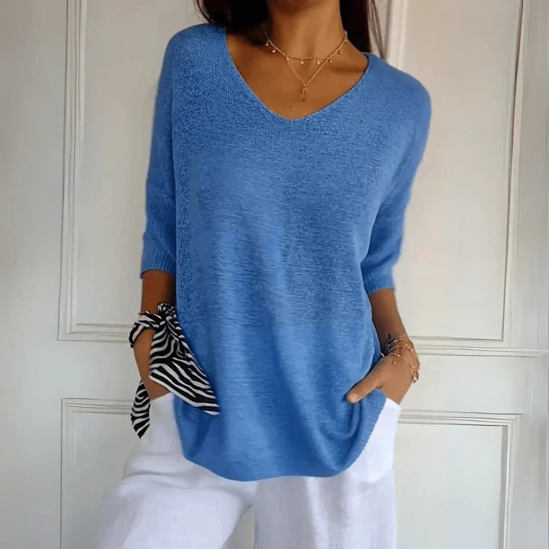 Fenella - Casual Solid Color Work Top