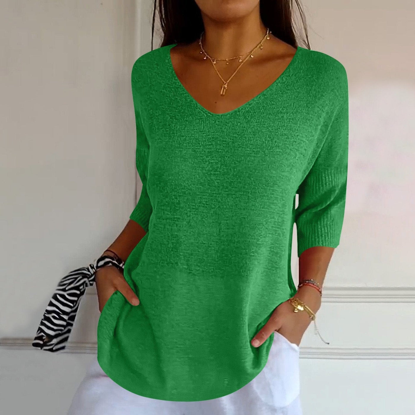 Fenella - Casual Solid Color Work Top